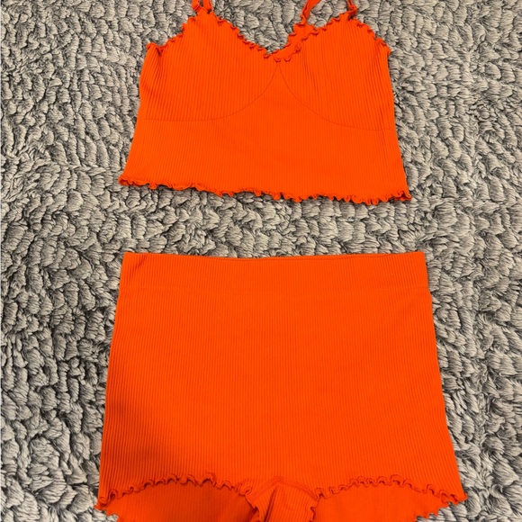 aerie Other - Aerie Neon Orange Ribbed Set